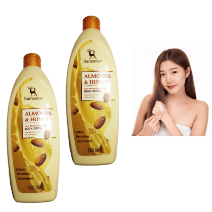 2 RAMSONS ALMONDS & HONEY BODY LOTION 500ML