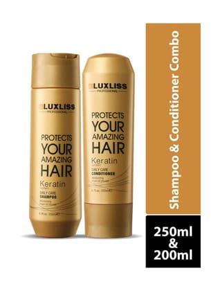 Luxliss Keratin Daily Care Conditioner & Shampoo - Gold edition(Pack of 2) - 250ml, 200 ml