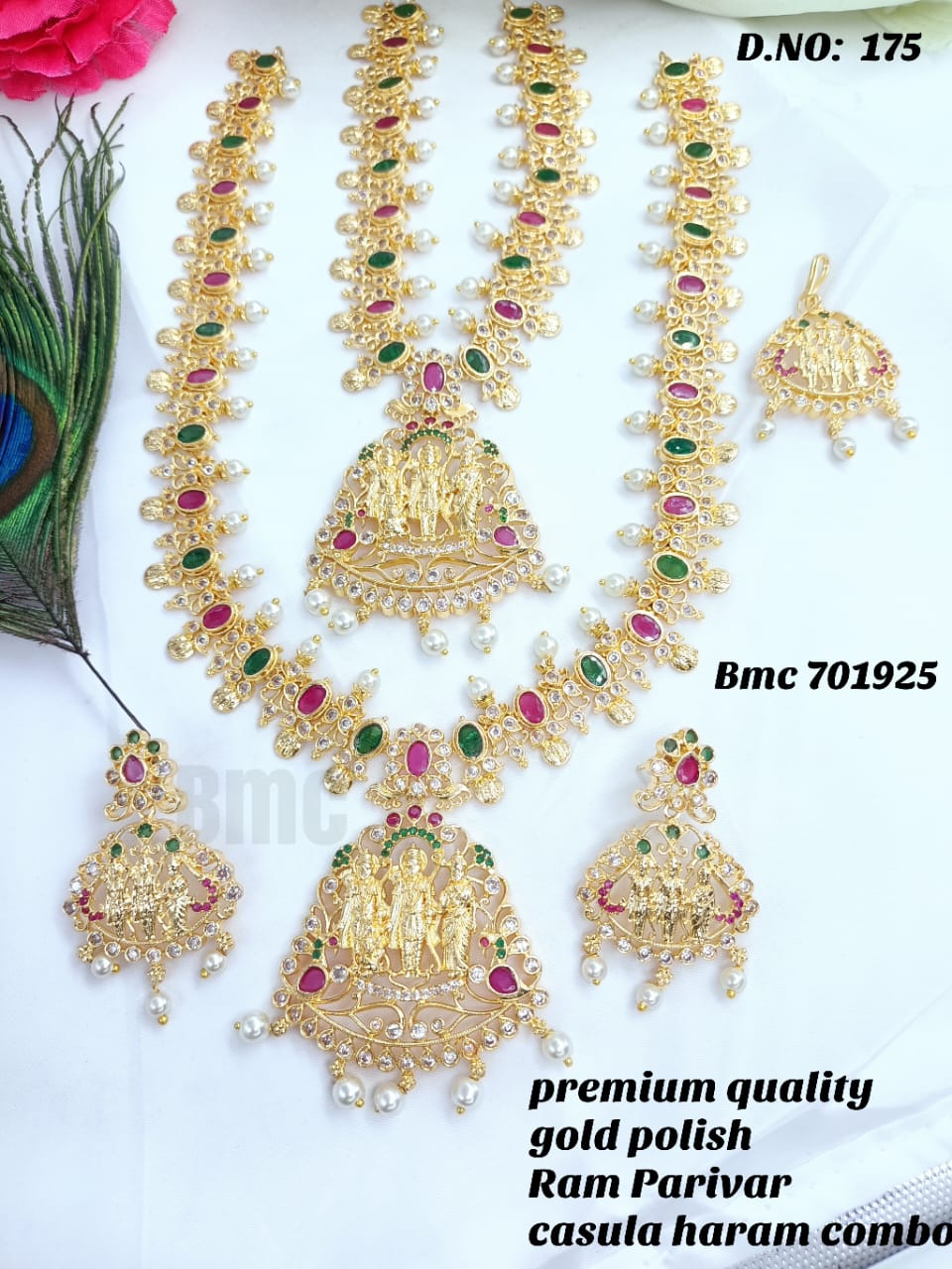 Premium Quality Gold Polish Ram parivar Casula Haram Combo