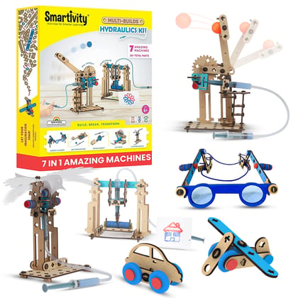 Smartivity 7 in 1 Multi-Builds Hydraulic Kit STEM DIY Fun Toy for Kids 6 to 12, Best Birthday Gift Toy for Boys & Girls age 6-8-10-12, Science Toy, Educational based Activity Game, Made in India