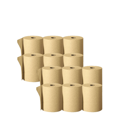 Biogreen || HRT Paper Towel || Fast drying || Highly absorbent ||150 Meters per roll - pack of 12 Universal size Compatible with all dispensers - Unbleached