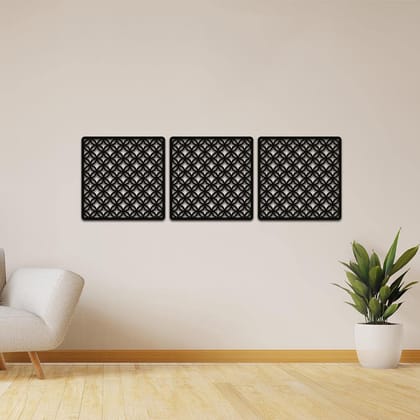 Dbeautify Stylish Design MDF Wooden Modern Wall Art Hanging Set for Home & Office Decoration in Black Color