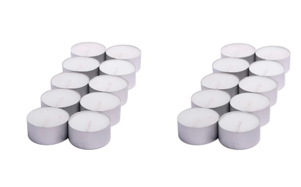 Dbeautify Wax Tea Light Candles, Set of 20, Unscented (Traditional), 20 Tealight Candles