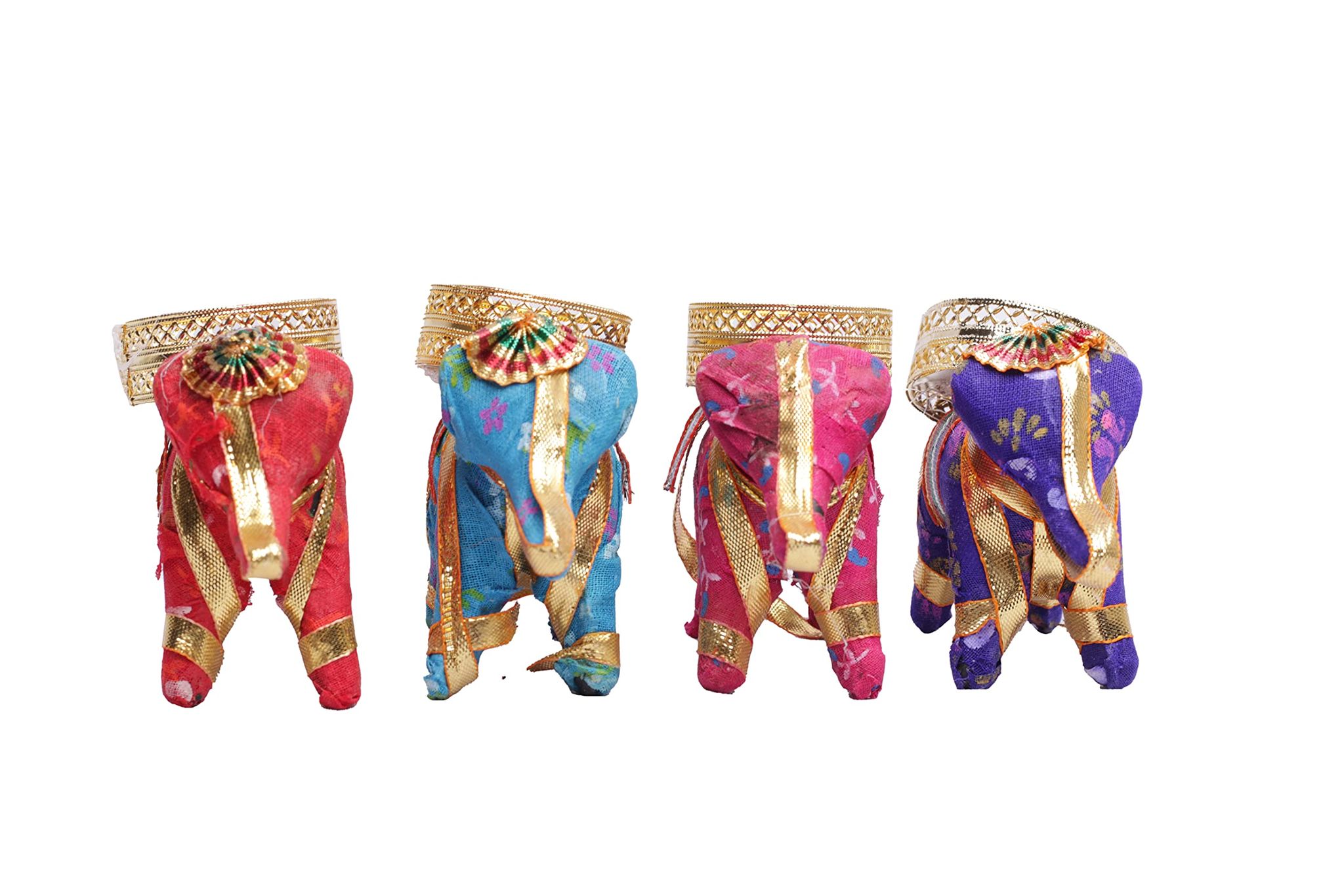 Dbeautify Elephant Stand with Wax Tea Light Candles, Set of 4 Elephants and tealight Candles, Unscented (Traditional)