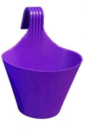 Dbeautify Single Hook Flower Pots, Purple Garden Planters Railing Pots Virgin Plastic Hanging Planters