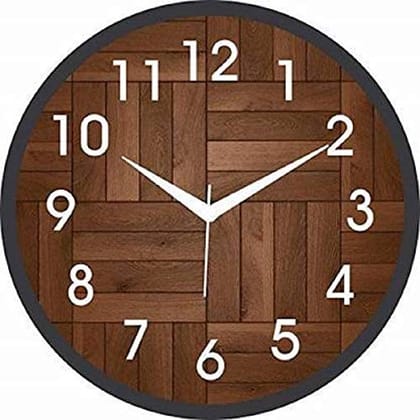 Generic 12-inch Plastic & Glass Wall Clock , Brown