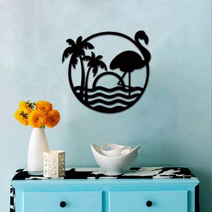 Dbeautify Beautiful Beach Design MDF Wooden Wall Hanging for Home Decoration in Black Color Size: 11.2x12 Inches