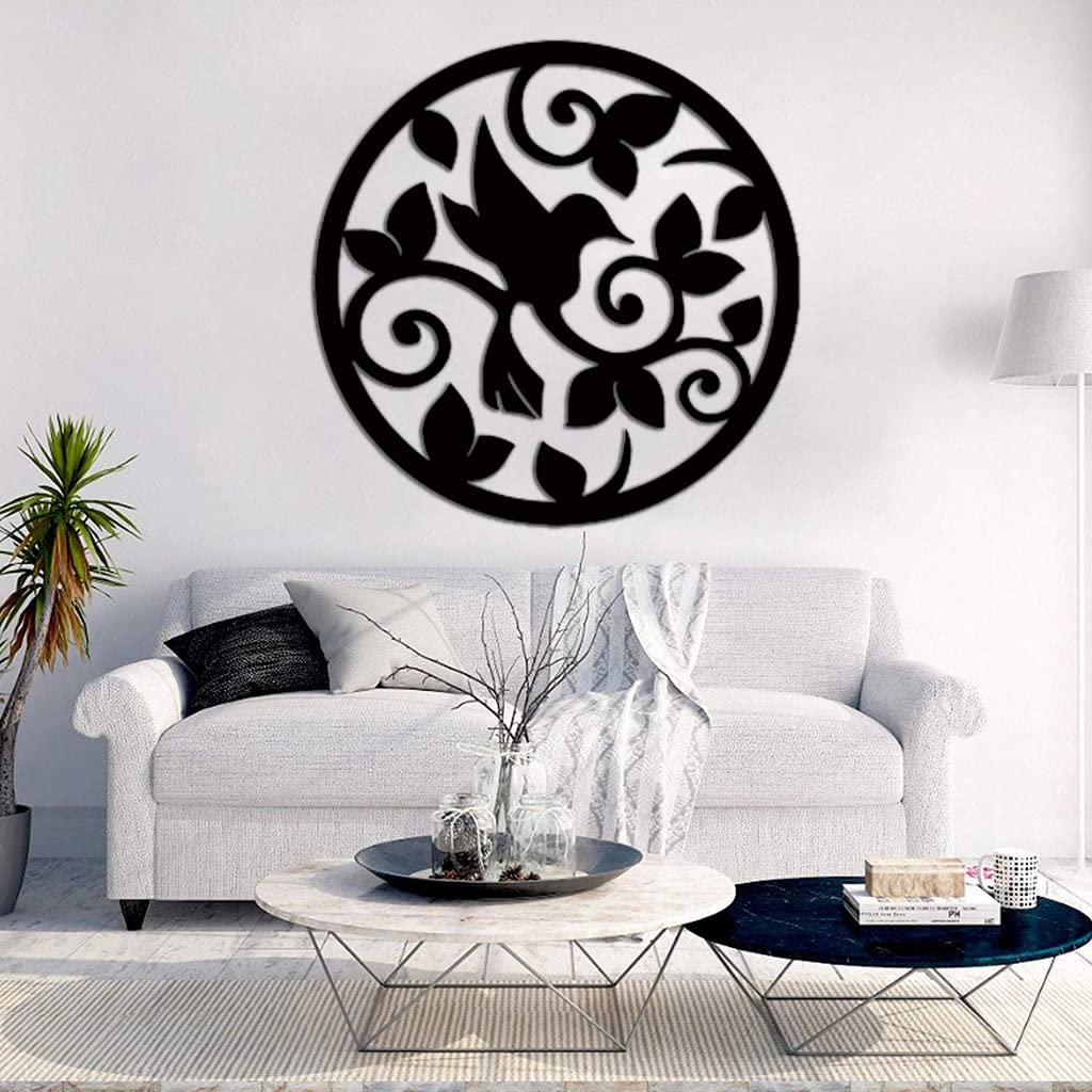 Dbeautify Beautiful Bird Design Round Shape MDF Wooden Wall Hanging for Home & Office Decoration in Black Color Size: 12x12 Inches