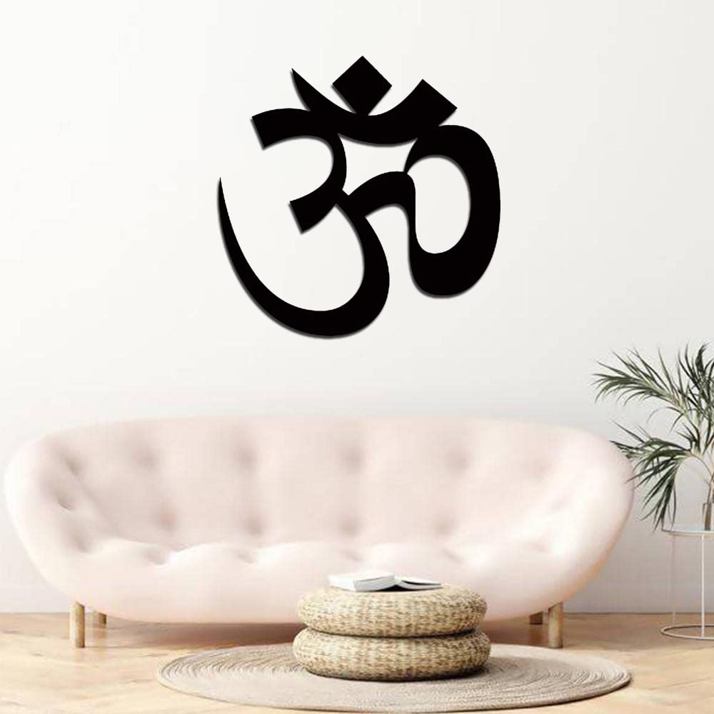 Dbeautify Lord Shiva Om Design Round Shape MDF Wooden Wall Hanging for Home Decoration in Black Color Size: 12 Inches