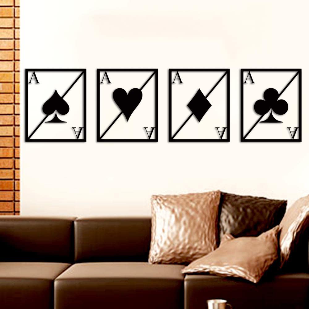 Dbeautify Beautiful Design Card Game Shape MDF Wooden Wall Art Hanging for Decoration in Black Color Size: 12 Inches