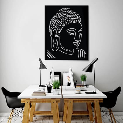 Dbeautify Beautiful Gautam Buddha Design MDF Wooden Wall Art Hanging for Home & Office Decoration in Black Color Size: 12 Inches