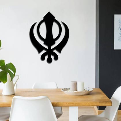 Dbeautify Beautiful Khalsa Design MDF Wooden Wall Art Hanging for Home Pooja Room & Office Decoration in Black Color Size: 12 Inches