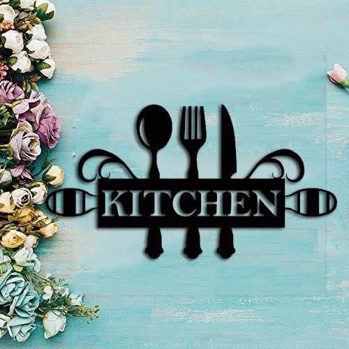 Dbeautify Beautiful Spoon Fork Design MDF Wooden Wall Art Hanging for Kitchen & Restaurant Decoration in Black Color Size: 12 Inches