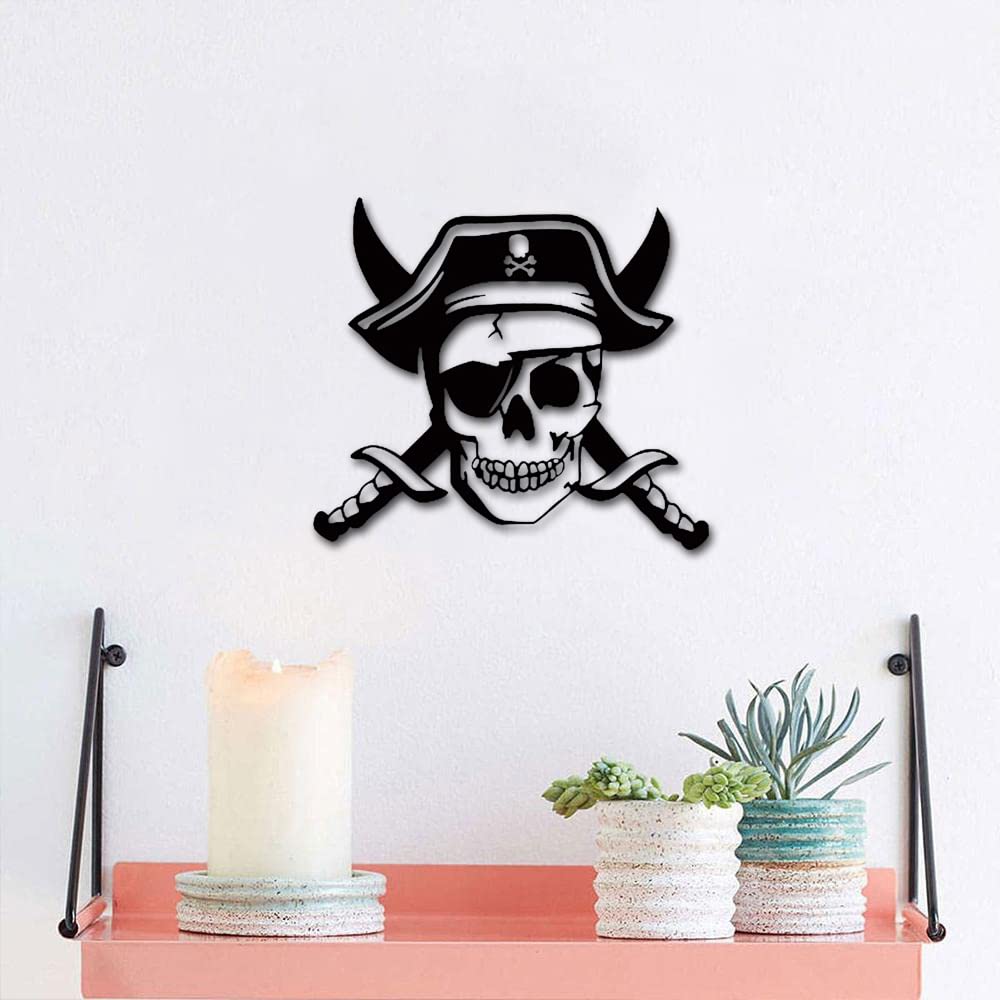Dbeautify Skull Design MDF Wooden Wall Hanging for Boys Bedroom Decoration in Black Color Size 12 Inches