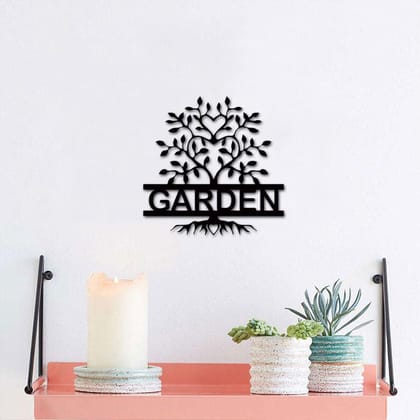 Dbeautify Beautiful Garden Design MDF Wooden Wall Art Hanging for Bedroom Decoration in Black Color Size: 12 Inches