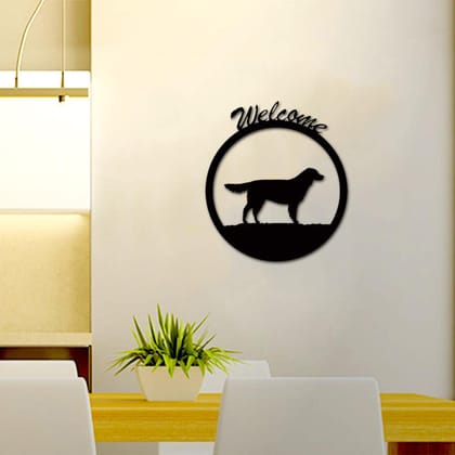 Dbeautify Beautiful Dog Shape Design MDF Wooden Wall Art Hanging for Home Decoration in Black Color Size: 12 Inches