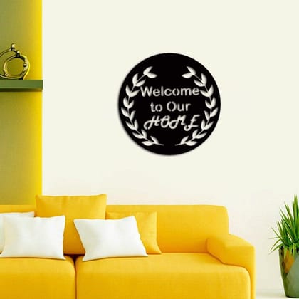 Dbeautify Welcome Home Quoted MDF Wooden Wall Art Hanging for Home Living Room Decoration in Black Color Size: 12 Inches