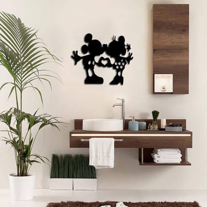 Dbeautify Cartoon Design MDF Wooden Wall Art Hanging for Bedroom Decoration in Black Color Size: 12 Inches