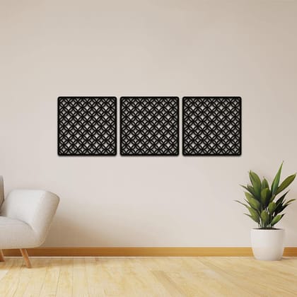 Dbeautify Unique Design Square Shape MDF Wooden Modern Wall Art Hanging for Home & Office Decoration in Black Color Set of 3 Pieces Size: 12 Inches