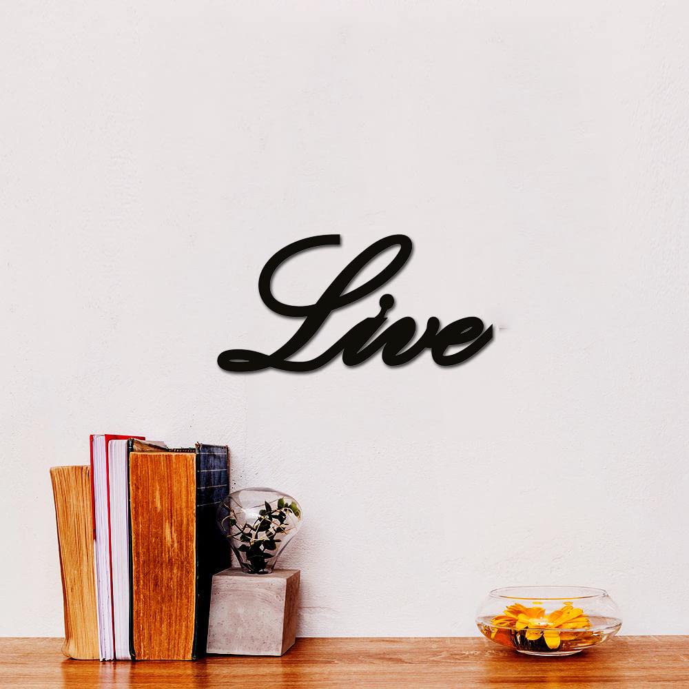 Dbeautify Quoted Live MDF Wooden Modern Wall Art Hanging for Bedroom & Office Decoration in Black Color Size 12 Inches