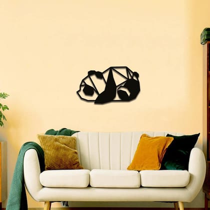 Dbeautify MDF Wooden Modern Art Sleeping Panda Design Wall Hanging for Children Bedroom Decoration in Black Color Size 12 Inches