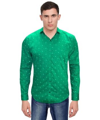 Genius Shirts 100% Cotton Printed Casual Full Shirt for Men (44, Green)