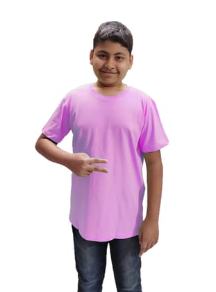 Glaedrs 100% Cotton Bio Washed Solid Plain Kids Round Neck T-Shirt - Unisex (5-6 yrs, Lilac)