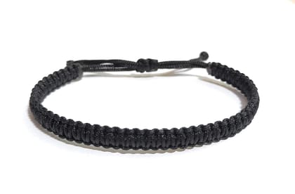 TOTAL SOLUTION Macrame Nylon Cord Adjustable Wristband Avoid Negative Energy Bracelet for Women & Men (Not for Anklet and Not for Baby)(Black)