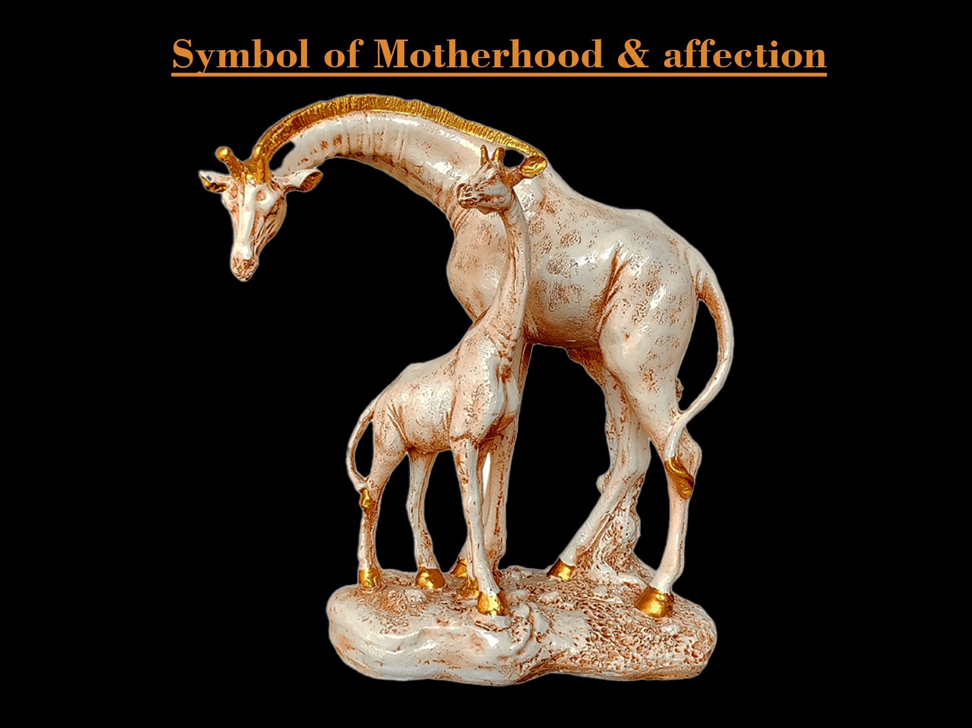 Mother-Baby Giraffe Figurine of Polyresin Bronze coloured Glossy look Best for Gift on Birthday, Anniversary, Wedding.