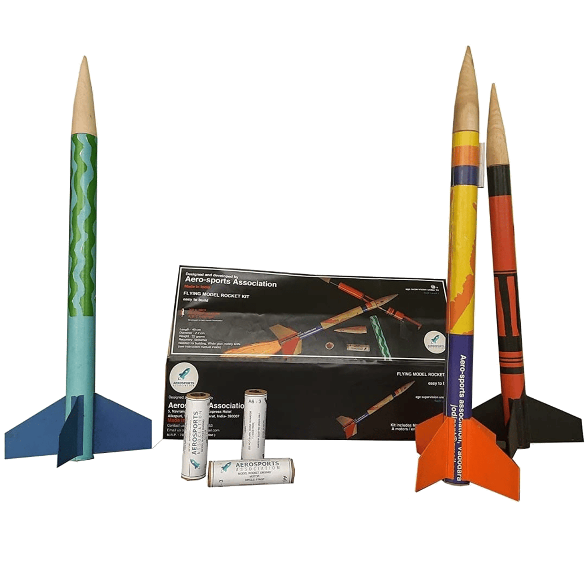 Flying Model Rocket Kit with A class (A6-3) Model Rocket engines