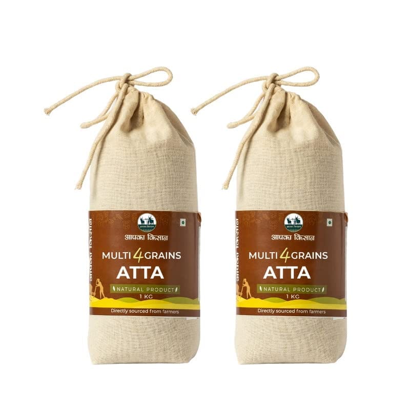 APKA KISAN | 2 KG | MULTI GRAIN CHAKKI FRESH PREMIUM ATTA | ORGANIC | NO PRESERVATIVE | PESTICIDE & CHEMICAL FREE | WHEAT, MAIZE, JWAR & BAJRA FLOUR |