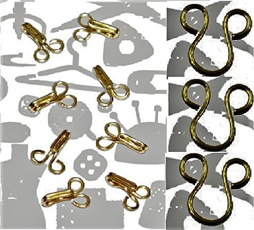 Dress Hook & Eye - 2 Wire - Brass - Golden