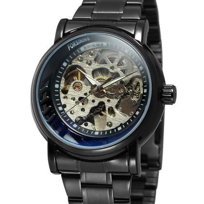 Forsining Business Automatic Mechanical Luxurious Movement Analog Watch Automatized See Through Glass Back Self Winding Wrist Pulses Highlighted For Men