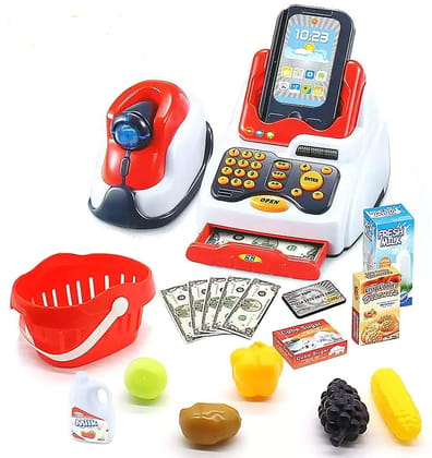 Supermarket Cash Register Play Set with Supermarket Toys with Scanner & Swipe Machine