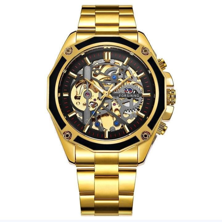 Forsining Business Automatic Mechanical Luxurious Movement Analog Watch Automatized See Through Glass Back Self Winding Wrist Pulses Highlighted For Men