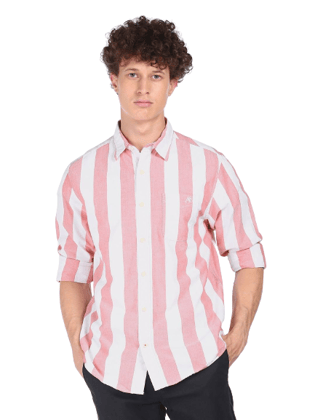 Multi Slim Fit Stripe Full Sleeves Casual Shirts