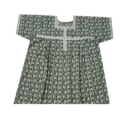 Women's Cotton All Over Printed Ankle Length Night Gown Nighty Free  Size,Large Size,4XL Size,5XL Size to 10XL Size (XXX-Large, 1) Green