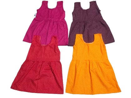 Dot Printed Cotton Frock For Baby Girls Combo Pack Of 4