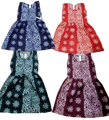 Batik Printed Cotton Frock For Baby Girls Combo Pack Of 4