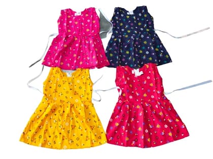 Floral  Printed Cotton Frock For Baby Girls Combo Pack Of 4