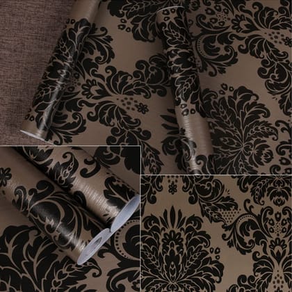 LAAYO Wallpaper for Walls - Wallpaper for Bedroom - Wall Stickers for Home - Living Room Wallpaper- Bedroom Wallpaper- Kids Room Wallpaper- Girls Room Wallpaper (Brown Damask)