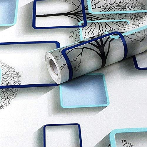 Wall Paper for Wall Decor - 3D Wall Sticker for Bedroom - Self Adhesive - Peel & Stick - Wallpaper for Walls (40cm x 1000cm, Blue Abstract, 1, Wallpaper Roll)