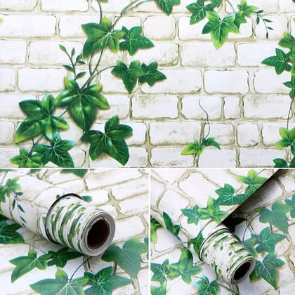 Wall Paper for Wall Decor - 3D Wall Sticker for Bedroom - Self Adhesive - Peel & Stick - Wallpaper for Walls (40cm x 1000cm, Green Leaf, 1, Wallpaper Roll)