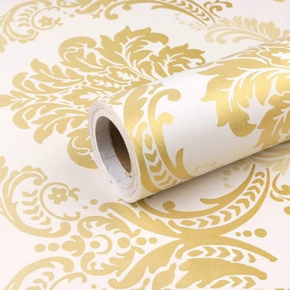 LAAYO Wall Sticker for Home - Wallpaper Wall for Bedroom - Self Adhesive Waterproof Wallpaper - PVC Wall stiicker Wallpaper for Living Room (40cm x 1000cm, Gold)