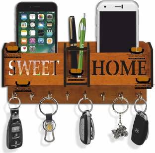 Wall Hooks Stand/Wooden Key Holder Stand/Key Holder With Shelf for Home