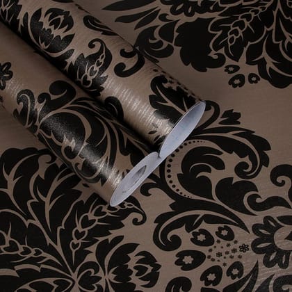 LAAYO Wallpaper for Bedroom 3D Wallpaper Wall for Home Wall Decor Wallpaper for Walls (45cm x 500cm, Brown Black Damask)