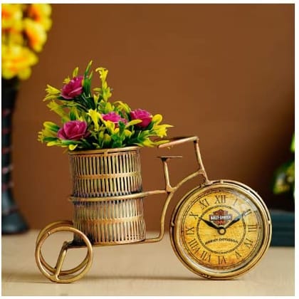STRETTO Beautiful Decorative Cycle Pen stand with clock Decorative Showpiece