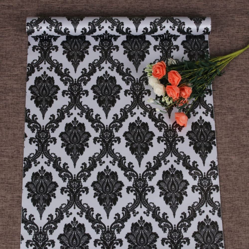 LAAYO Wallpaper for Bedroom 3D Wallpaper Wall for Home Wall Decor Wallpaper for Walls (45cm x 250cm, Grey Damask)