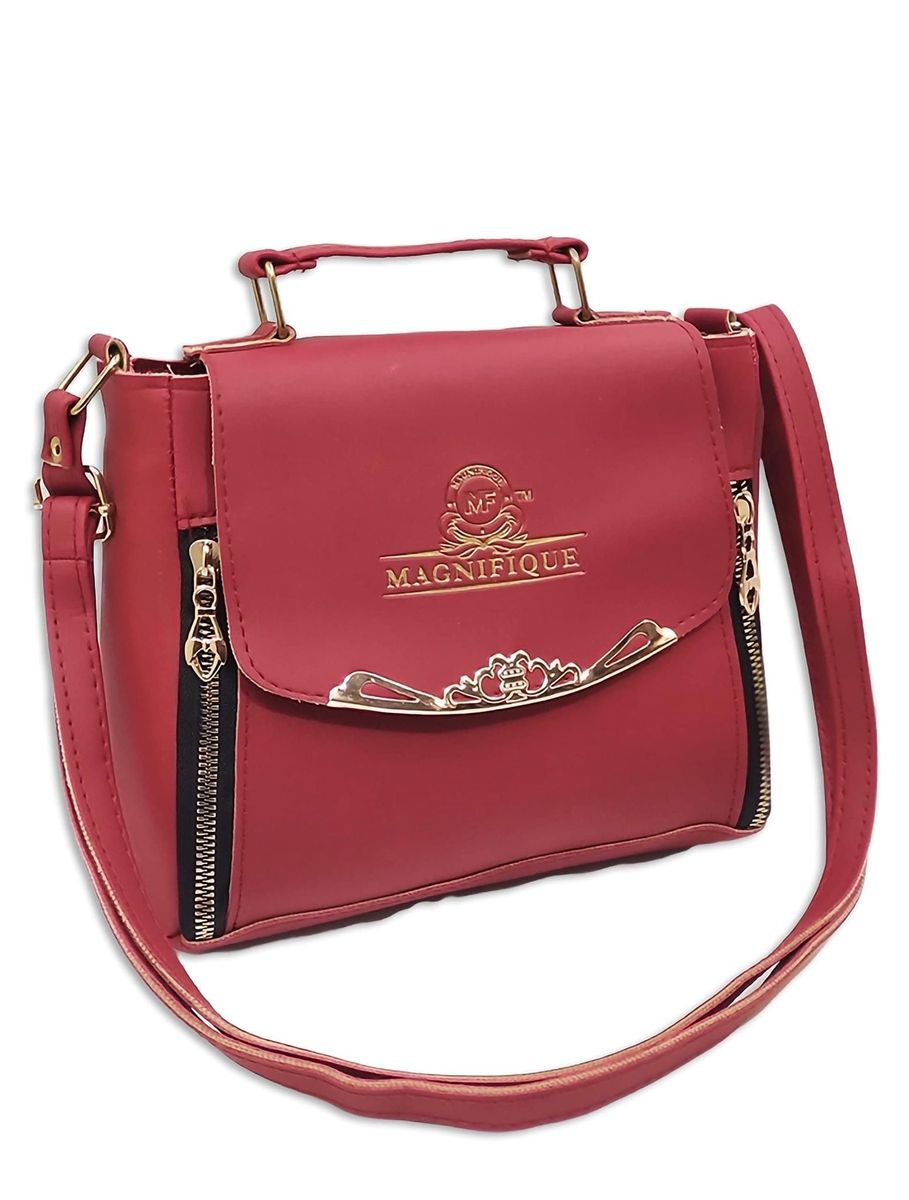 Modern Red Leather Sleek Look Ladies Bag By Brune & Bareskin