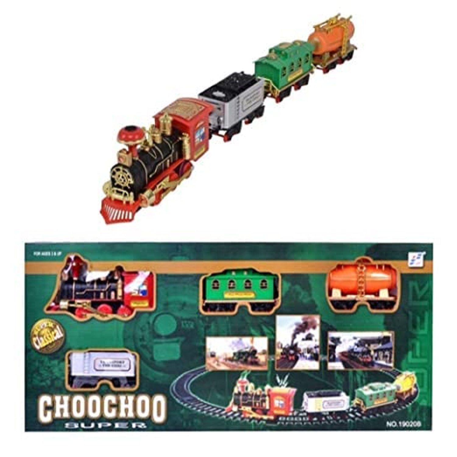 Choo Choo Classical Toy Train Set Emits Real Smoke with Light and Sound Track Set for Kids Real Smoke Light Sound Track Set Battery Operated Choo Choo Toy Train (Multi)
